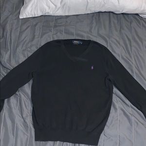 Polo RL Black V-neck Cardigan Sweater Pull-over